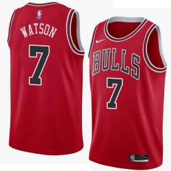 Red C.J. Watson Twill Basketball Jersey -Bulls #7 Watson Twill Jerseys, FREE SHIPPING