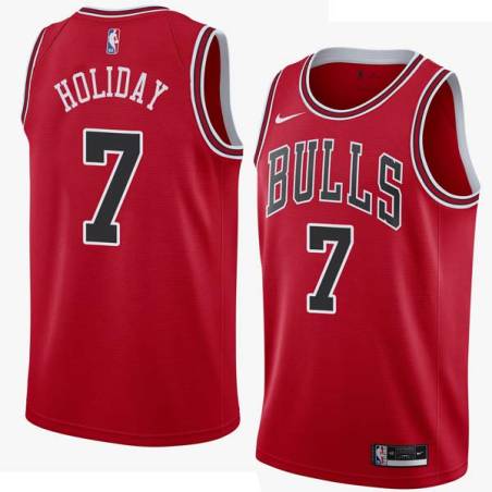 Red Justin Holiday Twill Basketball Jersey -Bulls #7 Holiday Twill Jerseys, FREE SHIPPING