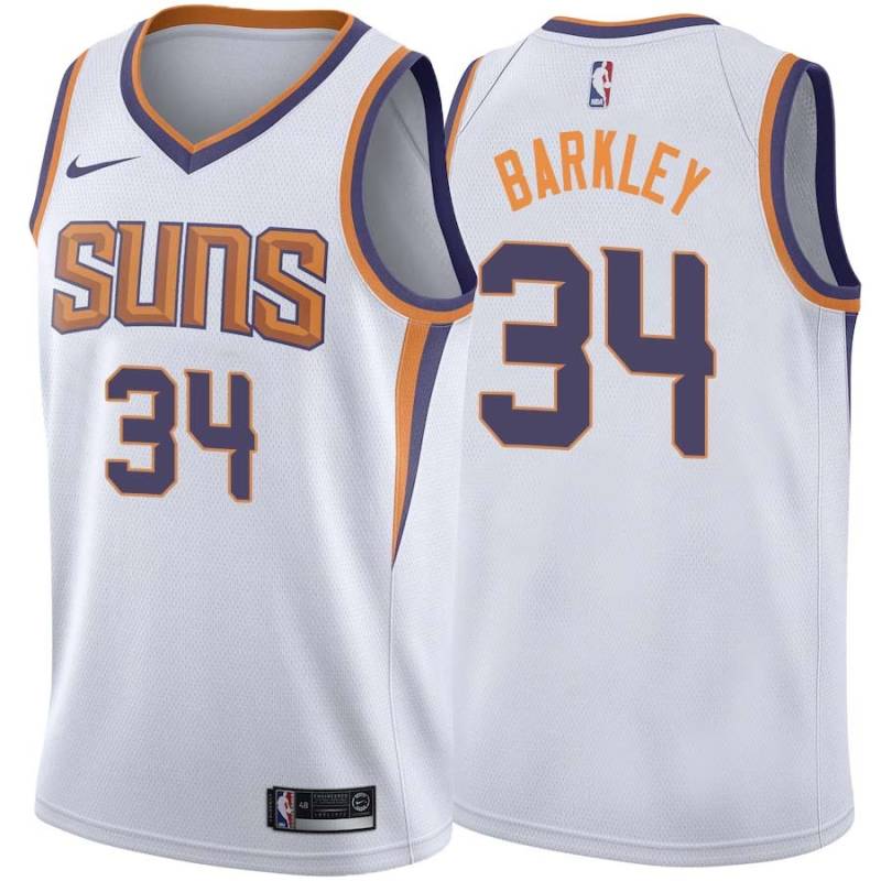 White2 Charles Barkley SUNS #34 Twill Basketball Jersey FREE SHIPPING