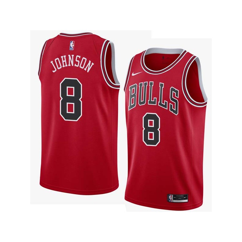 Red Dave Johnson Twill Basketball Jersey -Bulls #8 Johnson Twill Jerseys, FREE SHIPPING