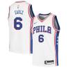 White Ed Earle Twill Basketball Jersey -76ers #6 Earle Twill Jerseys, FREE SHIPPING