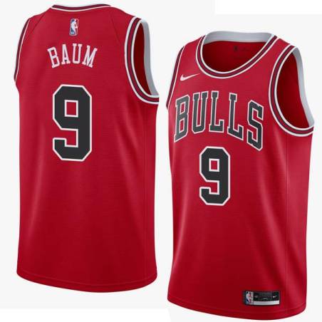 Red Johnny Baum Twill Basketball Jersey -Bulls #9 Baum Twill Jerseys, FREE SHIPPING