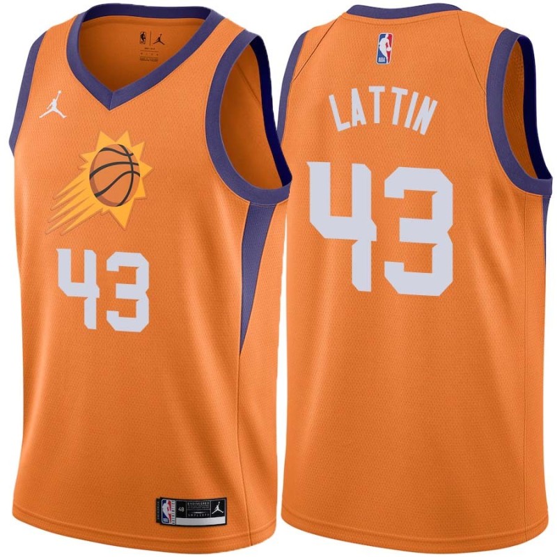 Orange Dave Lattin SUNS #43 Twill Basketball Jersey FREE SHIPPING