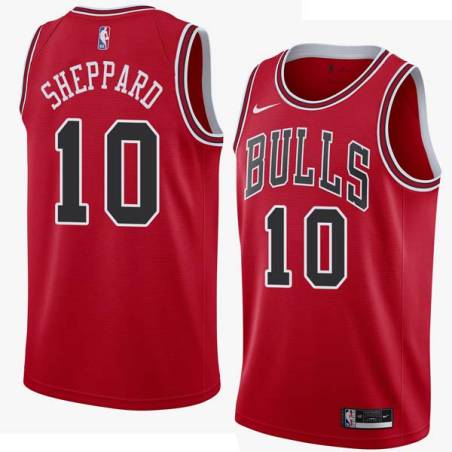 Red Steve Sheppard Twill Basketball Jersey -Bulls #10 Sheppard Twill Jerseys, FREE SHIPPING