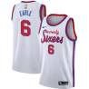 White Classic Ed Earle Twill Basketball Jersey -76ers #6 Earle Twill Jerseys, FREE SHIPPING