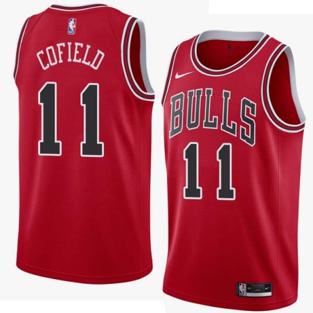 Red Fred Cofield Twill Basketball Jersey -Bulls #11 Cofield Twill Jerseys, FREE SHIPPING