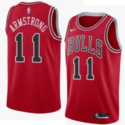 Red B.J. Armstrong Twill Basketball Jersey -Bulls #11 Armstrong Twill Jerseys, FREE SHIPPING