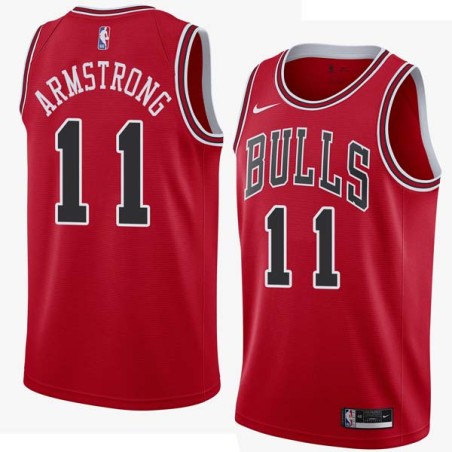 Red B.J. Armstrong Twill Basketball Jersey -Bulls #11 Armstrong Twill Jerseys, FREE SHIPPING