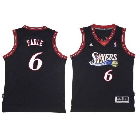 Black Throwback Ed Earle Twill Basketball Jersey -76ers #6 Earle Twill Jerseys, FREE SHIPPING