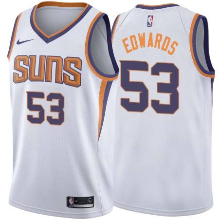 White2 James Edwards SUNS #53 Twill Basketball Jersey FREE SHIPPING