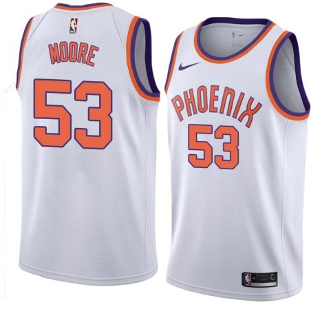 White Ron Moore SUNS #53 Twill Basketball Jersey FREE SHIPPING