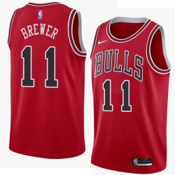 Red Ronnie Brewer Twill Basketball Jersey -Bulls #11 Brewer Twill Jerseys, FREE SHIPPING