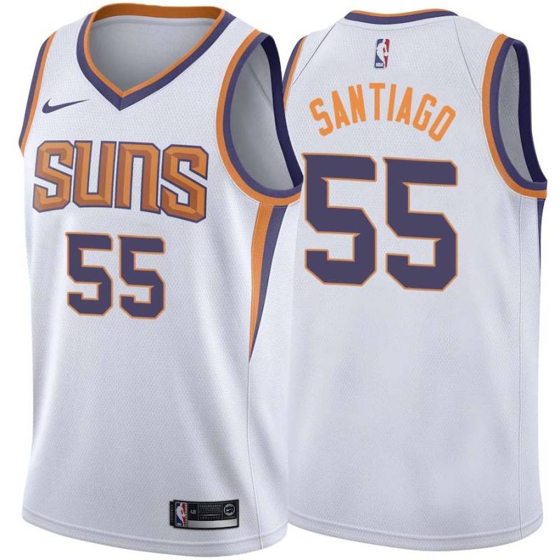 White2 Daniel Santiago SUNS #55 Twill Basketball Jersey FREE SHIPPING