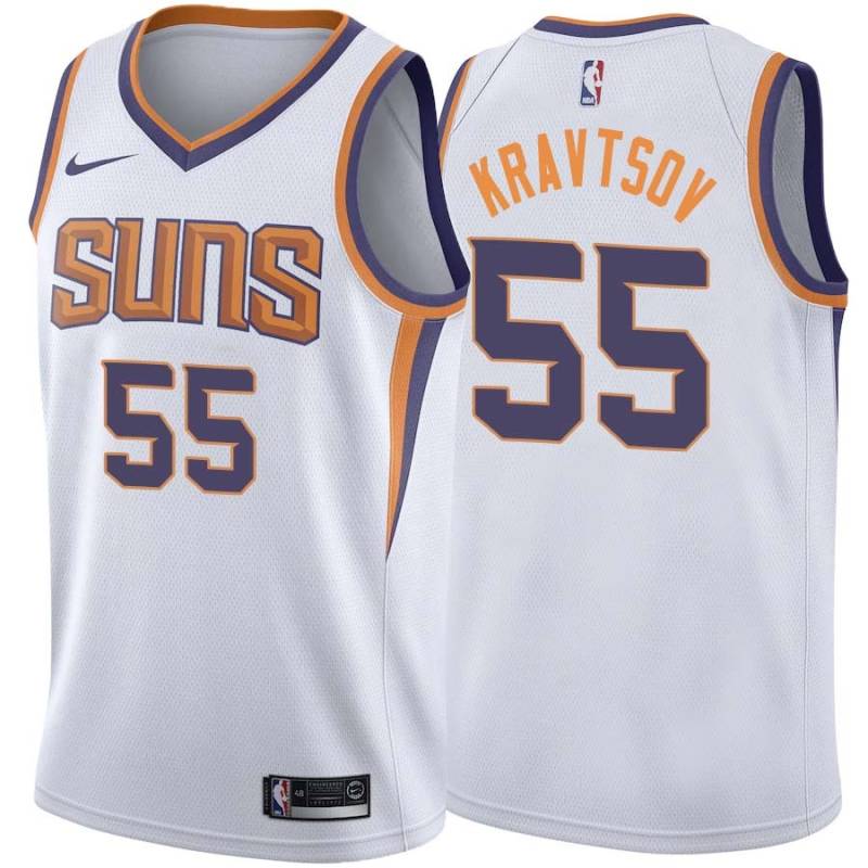 White2 Viacheslav Kravtsov SUNS #55 Twill Basketball Jersey FREE SHIPPING