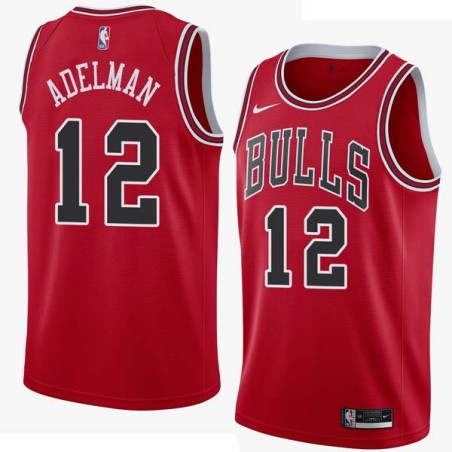 Red Rick Adelman Twill Basketball Jersey -Bulls #12 Adelman Twill Jerseys, FREE SHIPPING