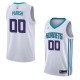 White2 Robert Parish Hornets #00 Twill Basketball Jersey FREE SHIPPING