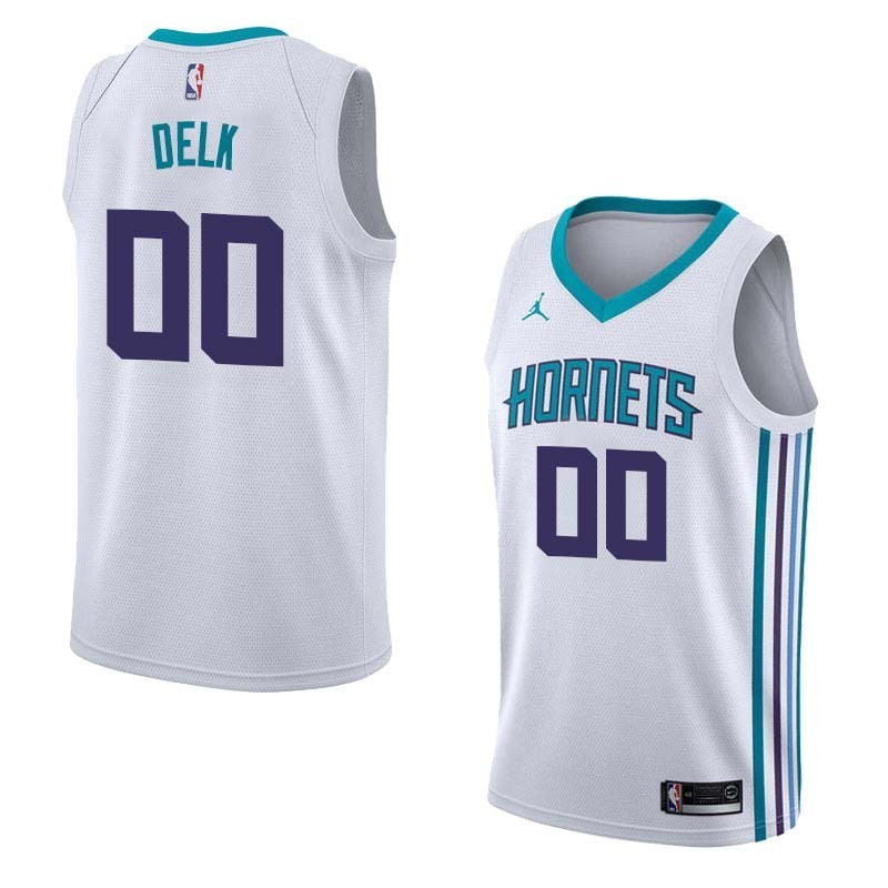 White2 Tony Delk Hornets #00 Twill Basketball Jersey FREE SHIPPING