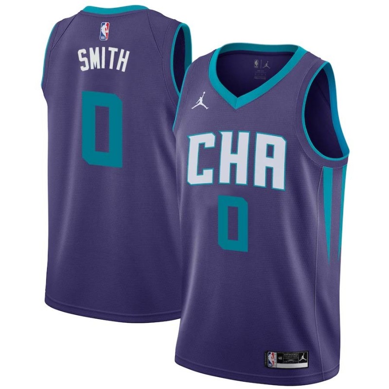Dark_Purple_CHA Theron Smith Hornets #0 Twill Basketball Jersey FREE SHIPPING