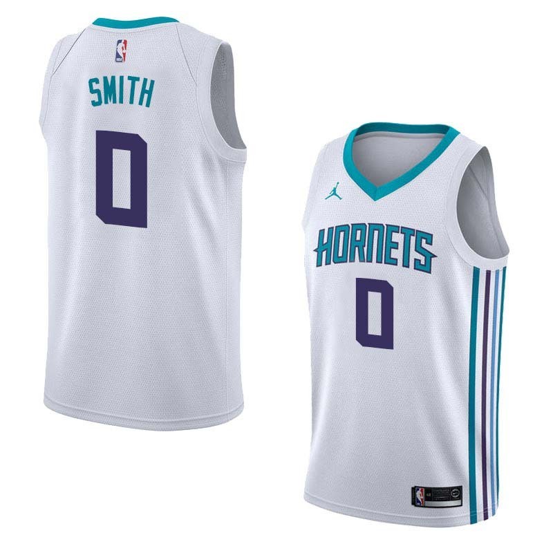 White2 Theron Smith Hornets #0 Twill Basketball Jersey FREE SHIPPING