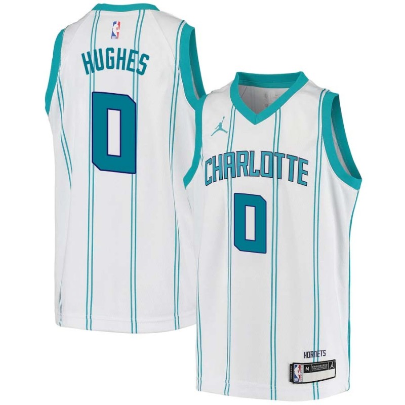 White Larry Hughes Hornets #0 Twill Basketball Jersey FREE SHIPPING
