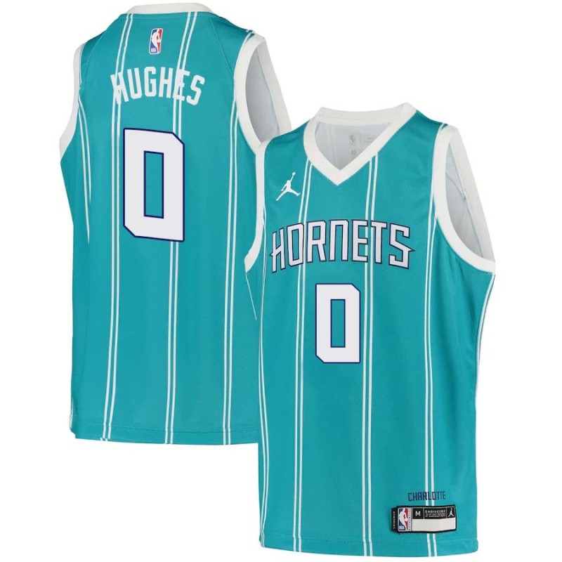 Teal2 Larry Hughes Hornets #0 Twill Basketball Jersey FREE SHIPPING