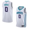 White2 Larry Hughes Hornets #0 Twill Basketball Jersey FREE SHIPPING