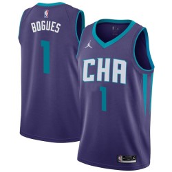Dark_Purple_CHA Muggsy Bogues Hornets #1 Twill Basketball Jersey FREE SHIPPING
