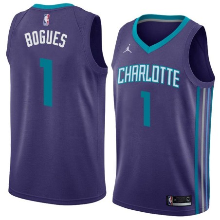 Dark_Purple Muggsy Bogues Hornets #1 Twill Basketball Jersey FREE SHIPPING