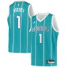 Teal2 Muggsy Bogues Hornets #1 Twill Basketball Jersey FREE SHIPPING