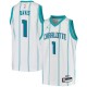 White Baron Davis Hornets #1 Twill Basketball Jersey FREE SHIPPING