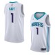 White2 Jason Hart Hornets #1 Twill Basketball Jersey FREE SHIPPING