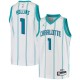 White Ryan Hollins Hornets #1 Twill Basketball Jersey FREE SHIPPING