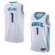 White2 Ryan Hollins Hornets #1 Twill Basketball Jersey FREE SHIPPING