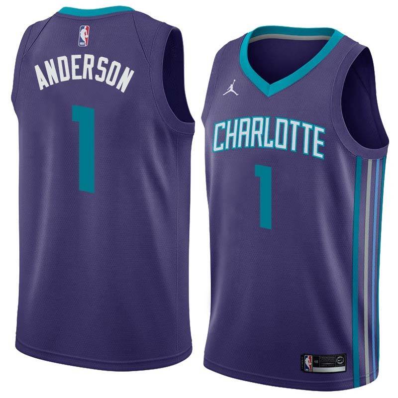 Dark_Purple Derek Anderson Hornets #1 Twill Basketball Jersey FREE SHIPPING