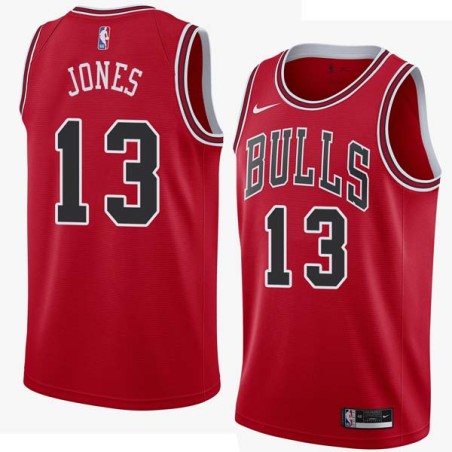 Red Charles Jones Twill Basketball Jersey -Bulls #13 Jones Twill Jerseys, FREE SHIPPING