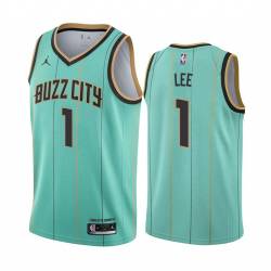 Teal_BUZZ_CITY Courtney Lee Hornets #1 Twill Basketball Jersey FREE SHIPPING