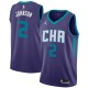 Dark_Purple_CHA Larry Johnson Hornets #2 Twill Basketball Jersey FREE SHIPPING