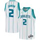 White Larry Johnson Hornets #2 Twill Basketball Jersey FREE SHIPPING