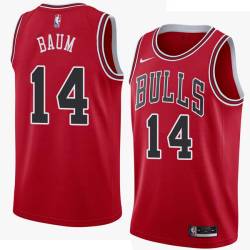 Red Johnny Baum Twill Basketball Jersey -Bulls #14 Baum Twill Jerseys, FREE SHIPPING