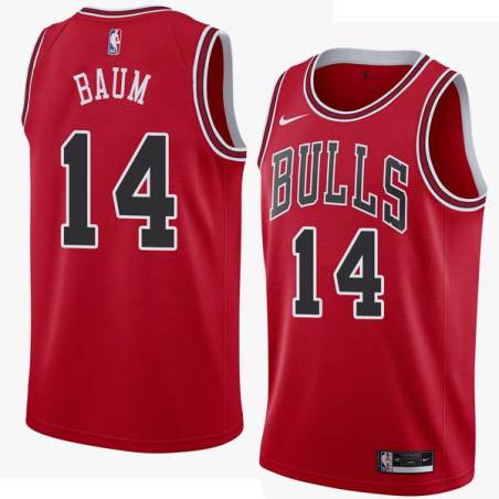 Red Johnny Baum Twill Basketball Jersey -Bulls #14 Baum Twill Jerseys, FREE SHIPPING