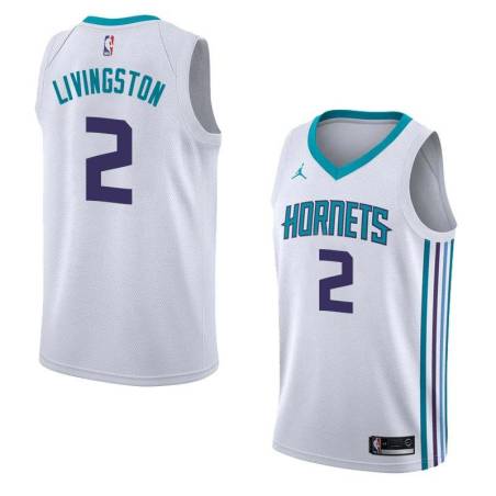 White2 Shaun Livingston Hornets #2 Twill Basketball Jersey FREE SHIPPING