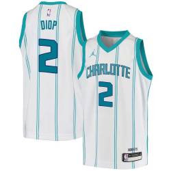 White DeSagana Diop Hornets #2 Twill Basketball Jersey FREE SHIPPING