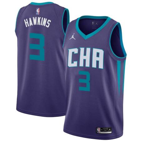 Dark_Purple_CHA Hersey Hawkins Hornets #3 Twill Basketball Jersey FREE SHIPPING