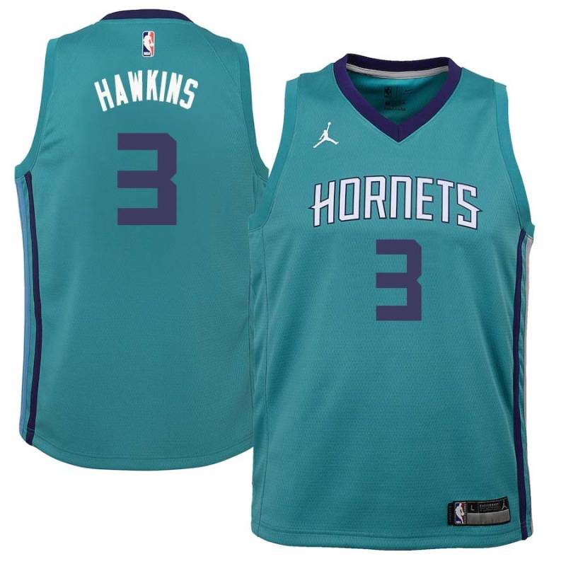 Teal Hersey Hawkins Hornets #3 Twill Basketball Jersey FREE SHIPPING
