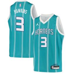 Teal2 Hersey Hawkins Hornets #3 Twill Basketball Jersey FREE SHIPPING