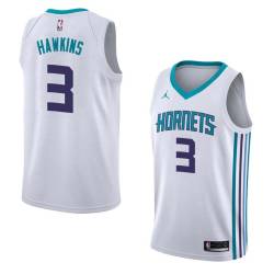 White2 Hersey Hawkins Hornets #3 Twill Basketball Jersey FREE SHIPPING