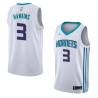 White2 Hersey Hawkins Hornets #3 Twill Basketball Jersey FREE SHIPPING