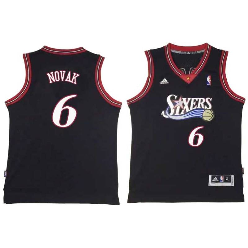 Black Throwback Mike Novak Twill Basketball Jersey -76ers #6 Novak Twill Jerseys, FREE SHIPPING