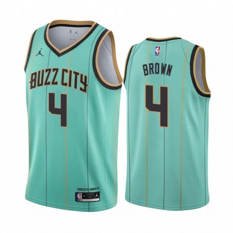 Teal_BUZZ_CITY Derrick Brown Hornets #4 Twill Basketball Jersey FREE SHIPPING