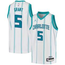 White Greg Grant Hornets #5 Twill Basketball Jersey FREE SHIPPING